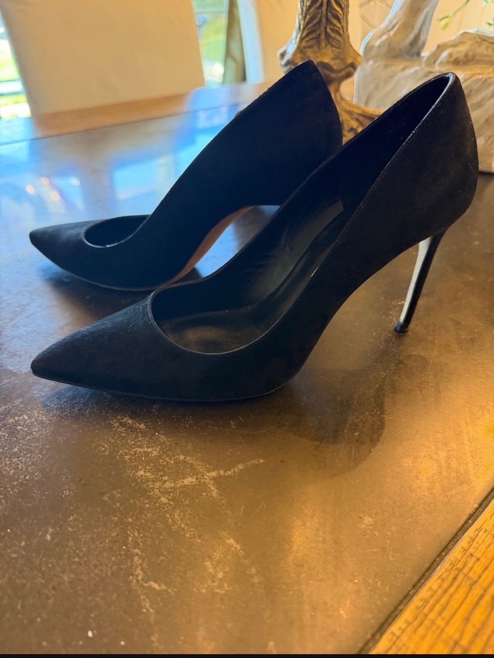 Black Pointed-Toe Suede Pumps by Brian Atwood